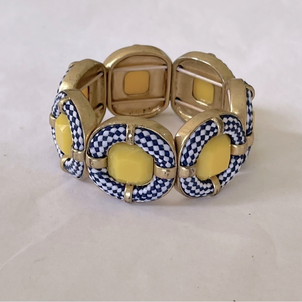 4/$20 SALE  Bold Vintage Nautical Bracelet Gem Detail  Preppy Chic